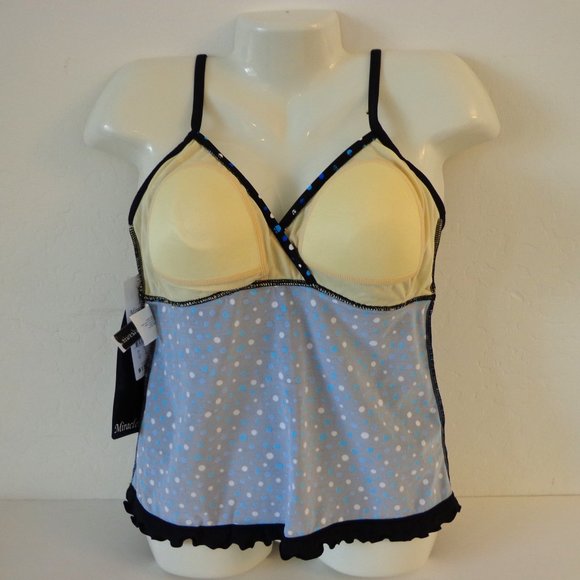 Miraclesuit Lauren Tankini Swimsuit 2 PC Blue & Black Pop Rocks Dots Size 16 NEW - Picture 7 of 7